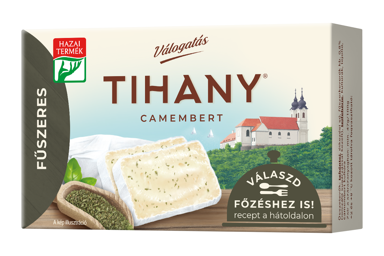 Tihany Válogatás camembert, fűszeres 120g camembert kultúrával érlelt zsíros lágysajt